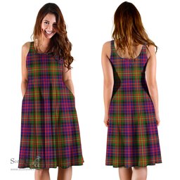 Scottish Carnegie Modern Tartan Sleeveless Midi Womens Dress - Tartan Midi Dress Scottish Plaid Tartan Plaid - ScotsTee - scotstee.com