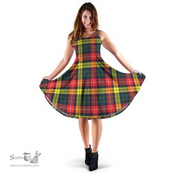 Scottish Dewar Tartan Sleeveless Midi Womens Dress - Tartan Midi Dress Scottish Plaid Tartan Plaid - ScotsTee - scotstee.com