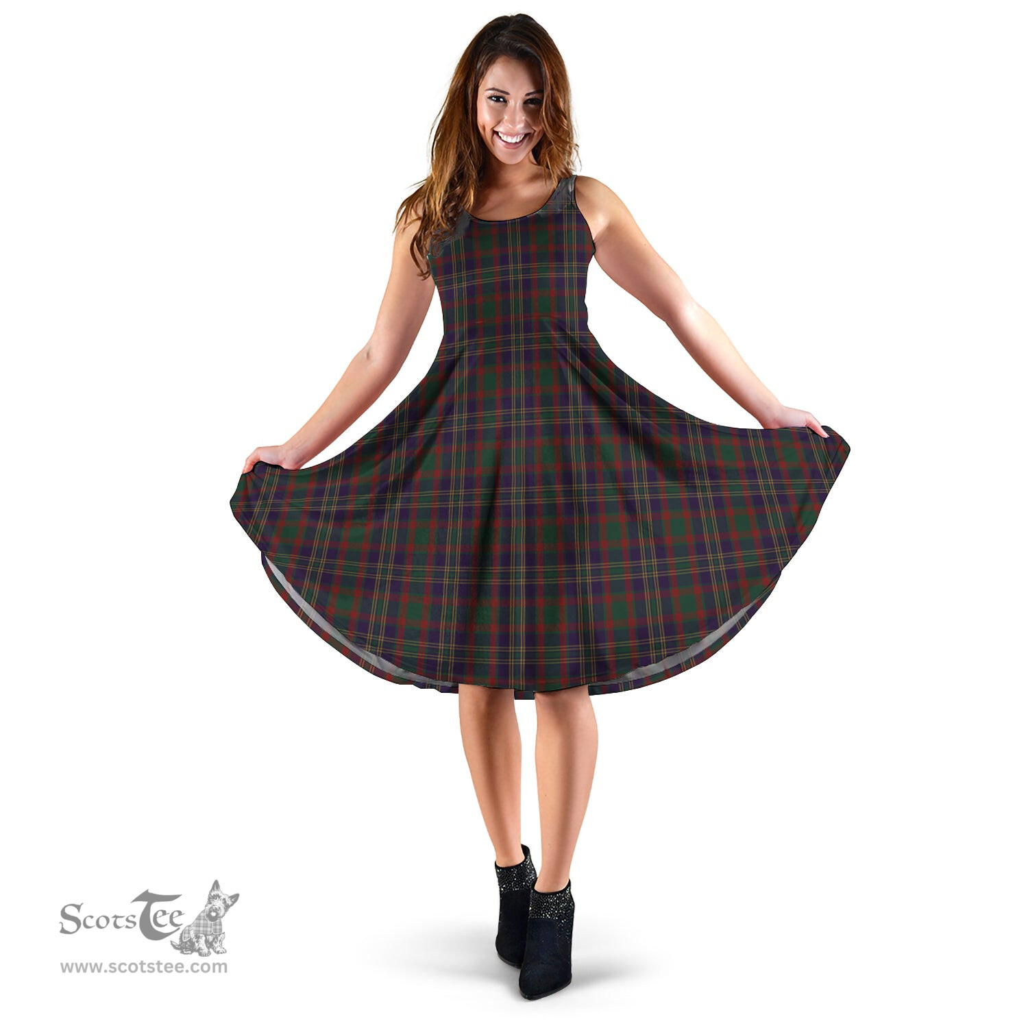 Scottish Cork County Ireland Tartan Sleeveless Midi Womens Dress - Tartan Midi Dress Scottish Plaid Tartan Plaid - ScotsTee - scotstee.com