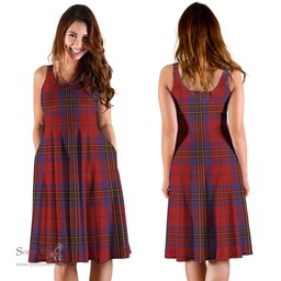 Scottish Leslie Red Tartan Sleeveless Midi Womens Dress - Tartan Midi Dress Scottish Plaid Tartan Plaid - ScotsTee - scotstee.com