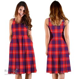 Scottish Hamilton Modern Tartan Sleeveless Midi Womens Dress - Tartan Midi Dress Scottish Plaid Tartan Plaid - ScotsTee - scotstee.com