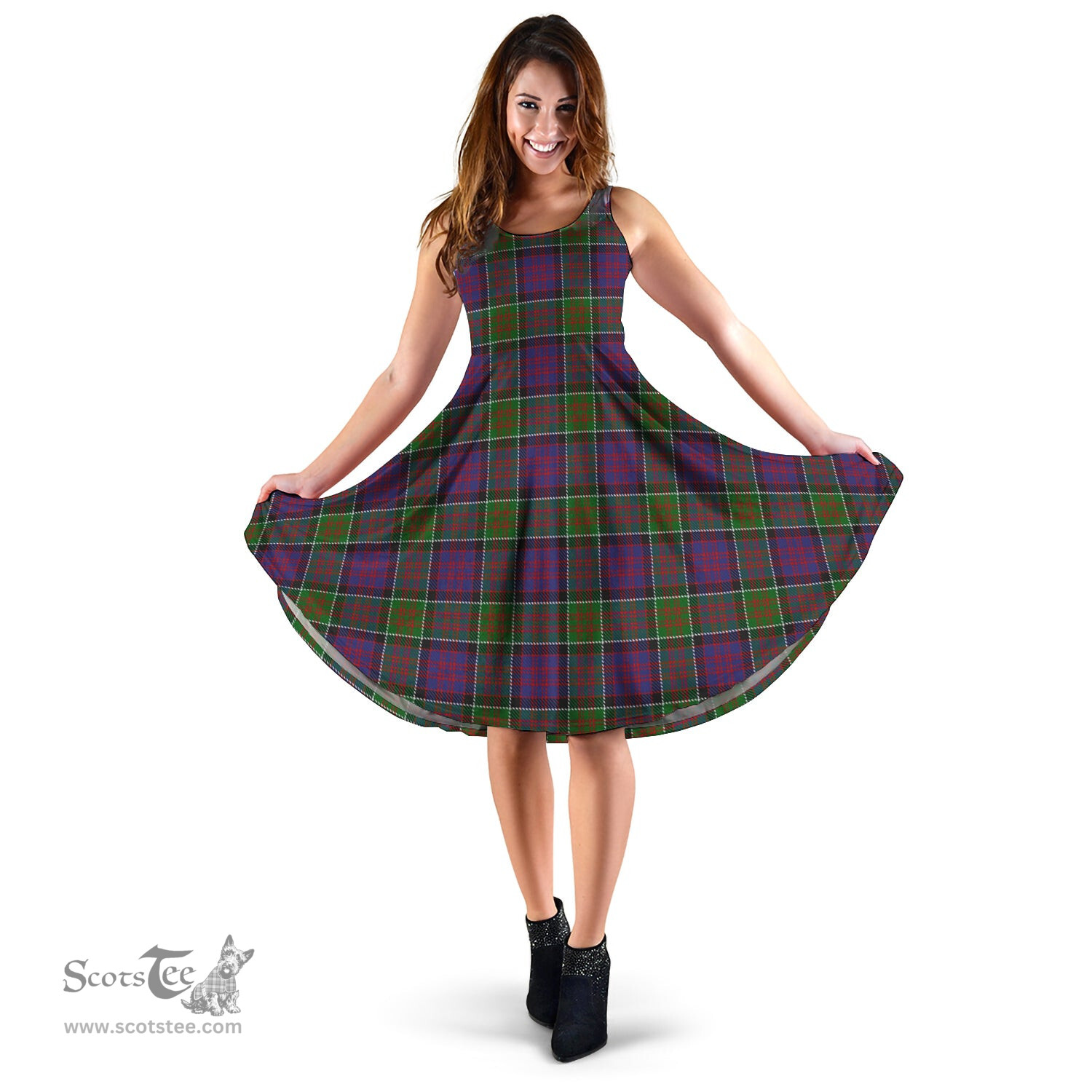 Scottish MacDonald of Clan Ranald Modern Tartan Sleeveless Midi Womens Dress - Tartan Midi Dress Scottish Plaid Tartan Plaid - ScotsTee - scotstee.com