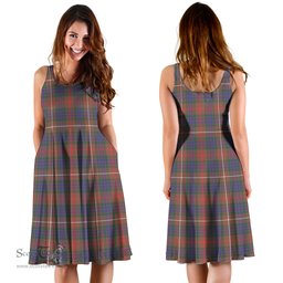Scottish Fraser Hunting Modern Tartan Sleeveless Midi Womens Dress - Tartan Midi Dress Scottish Plaid Tartan Plaid - ScotsTee - scotstee.com