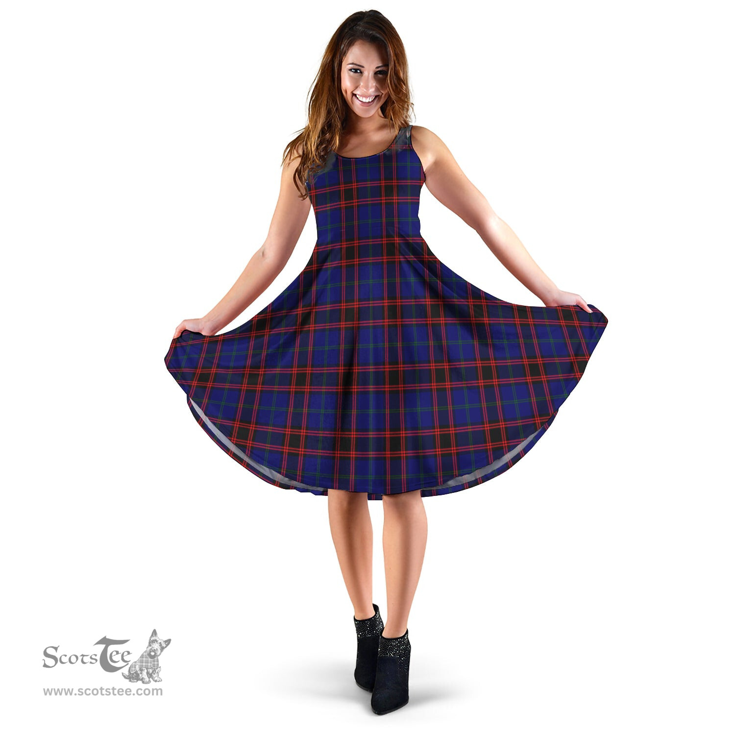 Scottish Home Modern Tartan Sleeveless Midi Womens Dress - Tartan Midi Dress Scottish Plaid Tartan Plaid - ScotsTee - scotstee.com