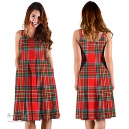 Scottish MacBain Tartan Sleeveless Midi Womens Dress - Tartan Midi Dress Scottish Plaid Tartan Plaid - ScotsTee - scotstee.com
