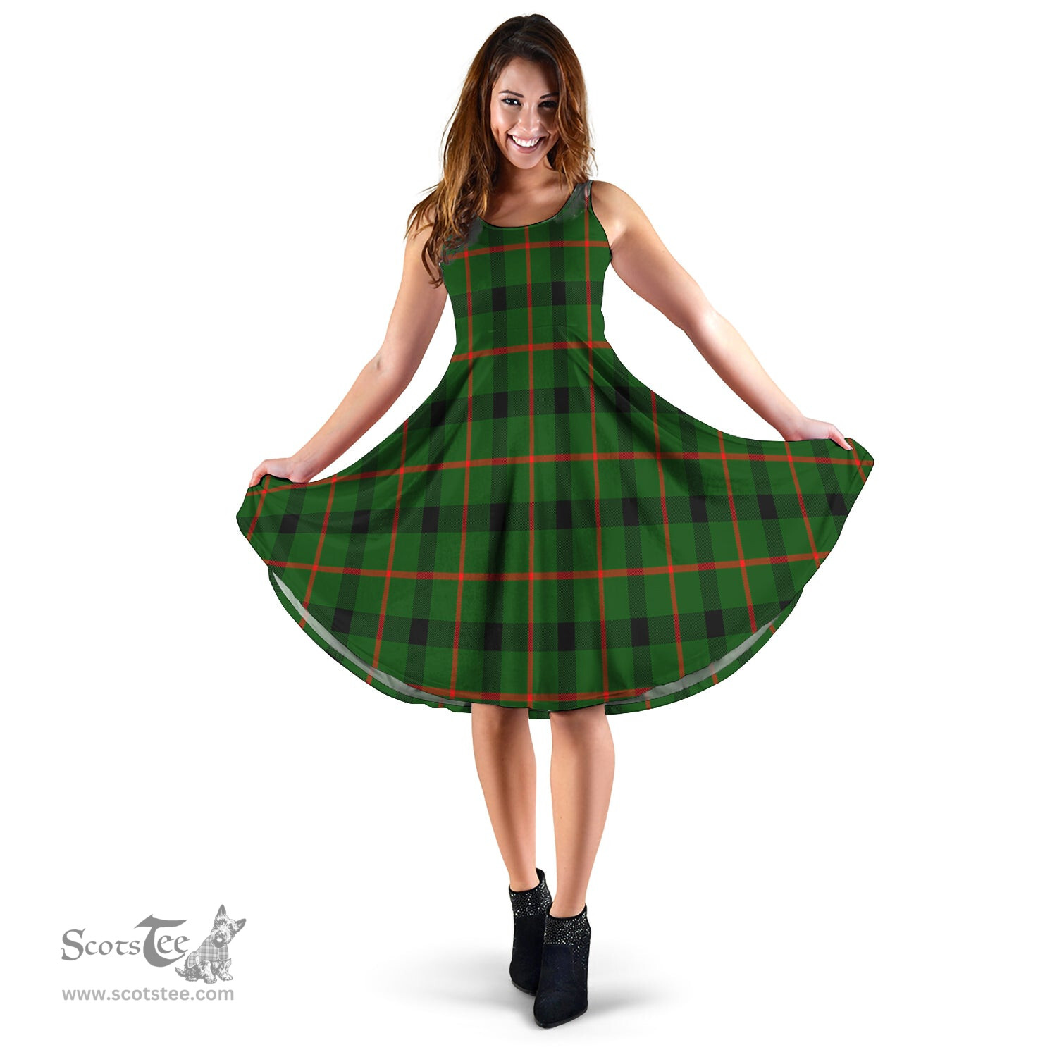 Scottish Kincaid Modern Tartan Sleeveless Midi Womens Dress - Tartan Midi Dress Scottish Plaid Tartan Plaid - ScotsTee - scotstee.com