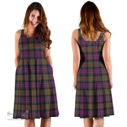 Scottish MacDonald Modern Tartan Sleeveless Midi Womens Dress - Tartan Midi Dress Scottish Plaid Tartan Plaid - ScotsTee - scotstee.com