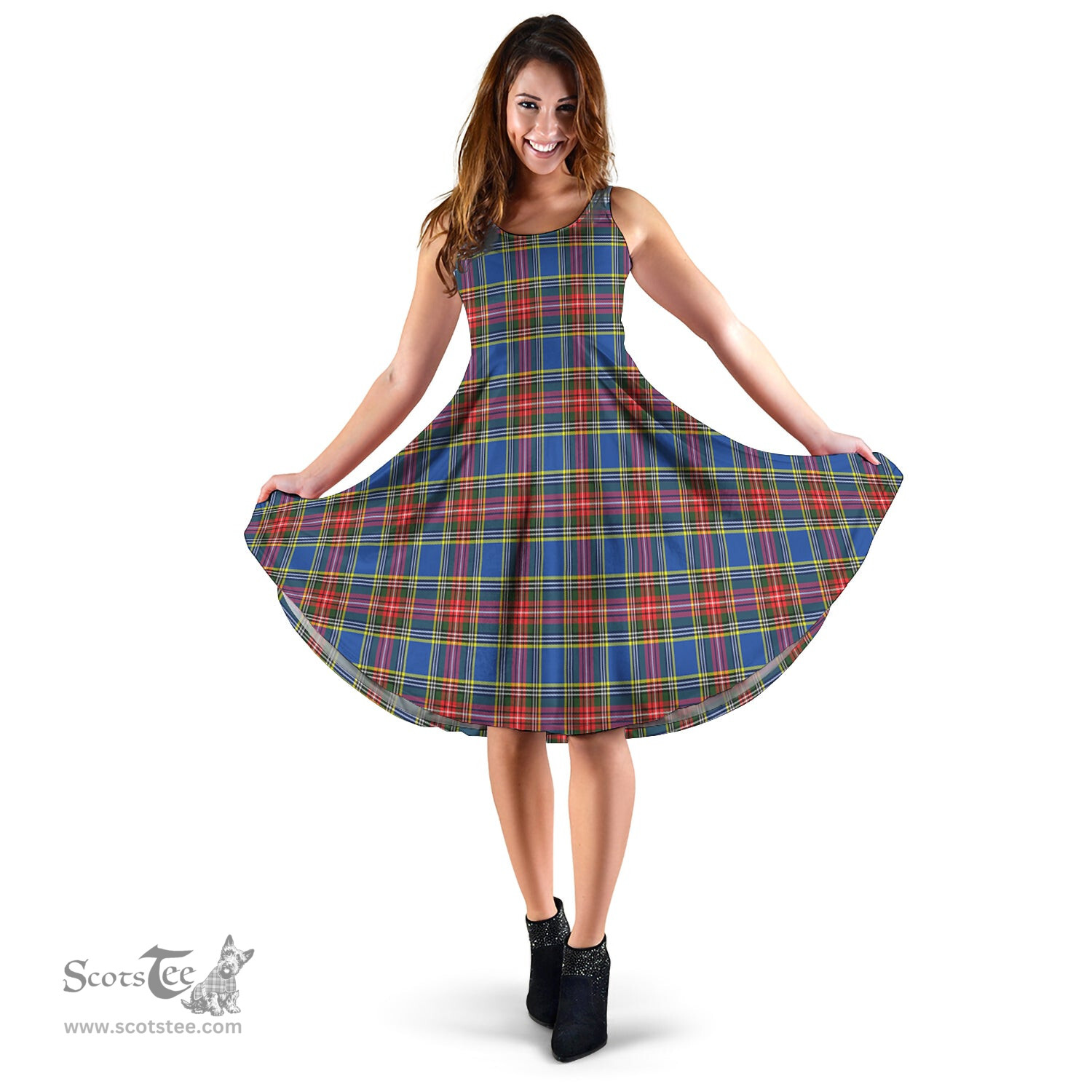 Scottish MacBeth Tartan Sleeveless Midi Womens Dress - Tartan Midi Dress Scottish Plaid Tartan Plaid - ScotsTee - scotstee.com