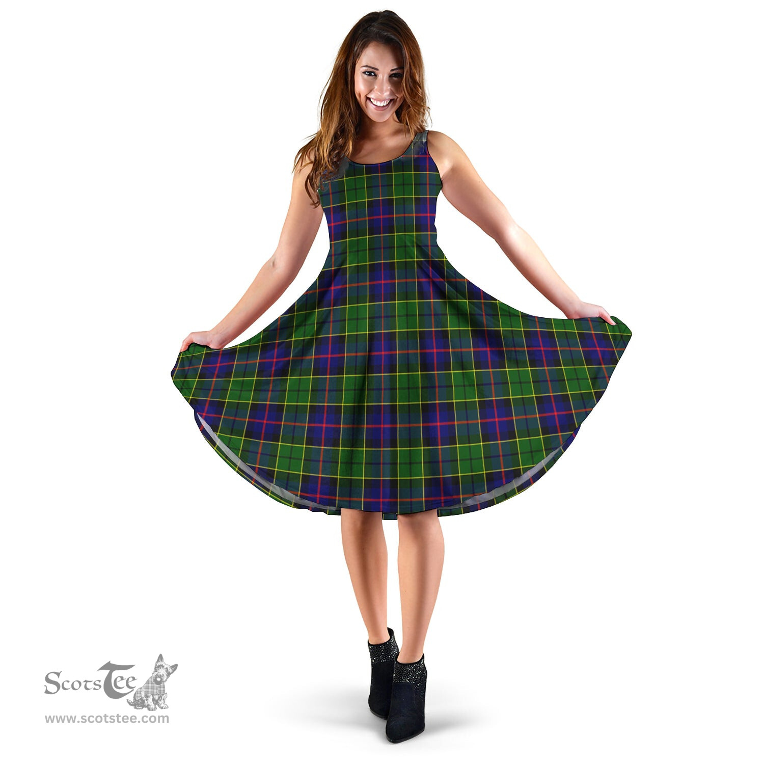Scottish Forsyth Modern Tartan Sleeveless Midi Womens Dress - Tartan Midi Dress Scottish Plaid Tartan Plaid - ScotsTee - scotstee.com