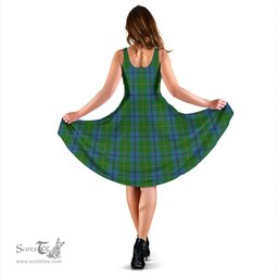 Scottish Johnstone-Johnston Tartan Sleeveless Midi Womens Dress - Tartan Midi Dress Scottish Plaid Tartan Plaid - ScotsTee - scotstee.com