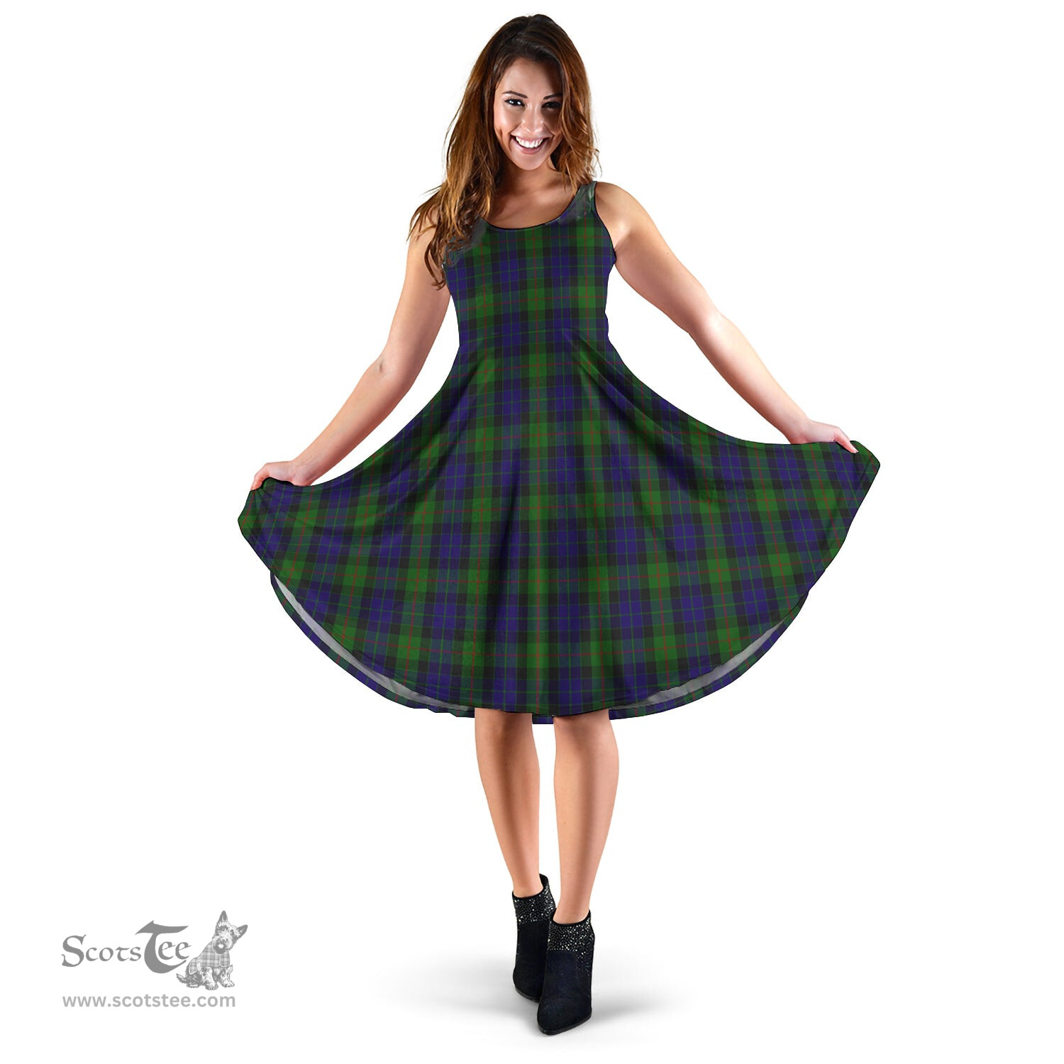 Scottish Gunn Tartan Sleeveless Midi Womens Dress - Tartan Midi Dress Scottish Plaid Tartan Plaid - ScotsTee - scotstee.com