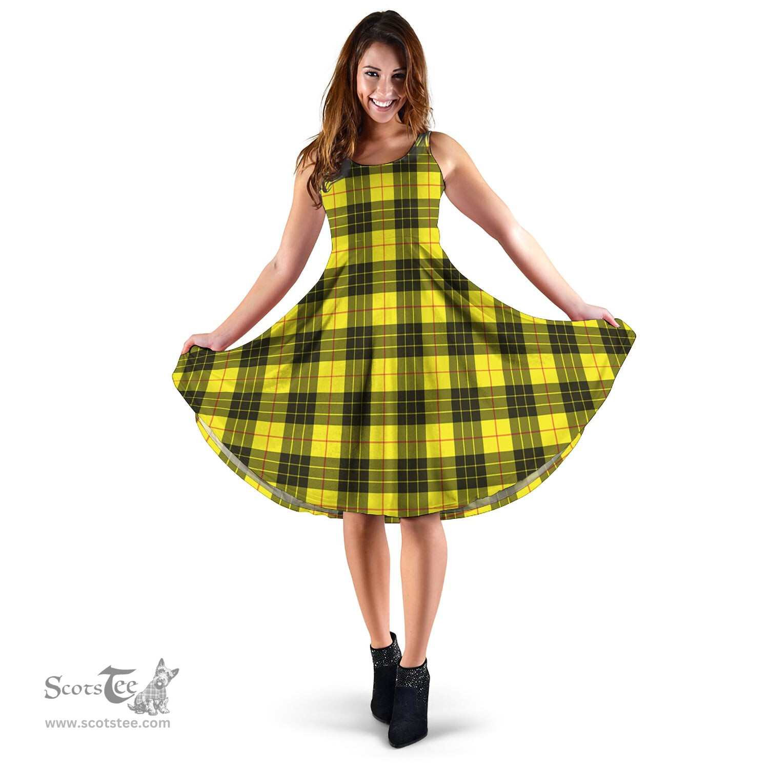 Scottish MacLeod of Lewis Modern Tartan Sleeveless Midi Womens Dress - Tartan Midi Dress Scottish Plaid Tartan Plaid - ScotsTee - scotstee.com