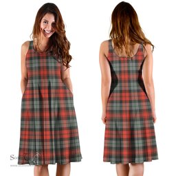 Scottish MacLachlan Weathered Tartan Sleeveless Midi Womens Dress - Tartan Midi Dress Scottish Plaid Tartan Plaid - ScotsTee - scotstee.com