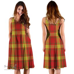 Scottish Maguire Modern Tartan Sleeveless Midi Womens Dress - Tartan Midi Dress Scottish Plaid Tartan Plaid - ScotsTee - scotstee.com
