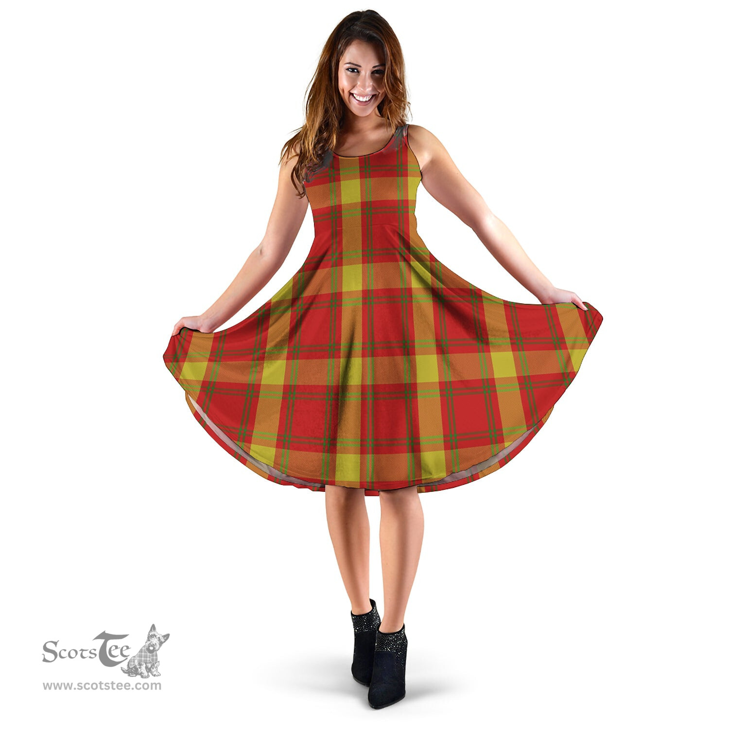 Scottish Maguire Modern Tartan Sleeveless Midi Womens Dress - Tartan Midi Dress Scottish Plaid Tartan Plaid - ScotsTee - scotstee.com