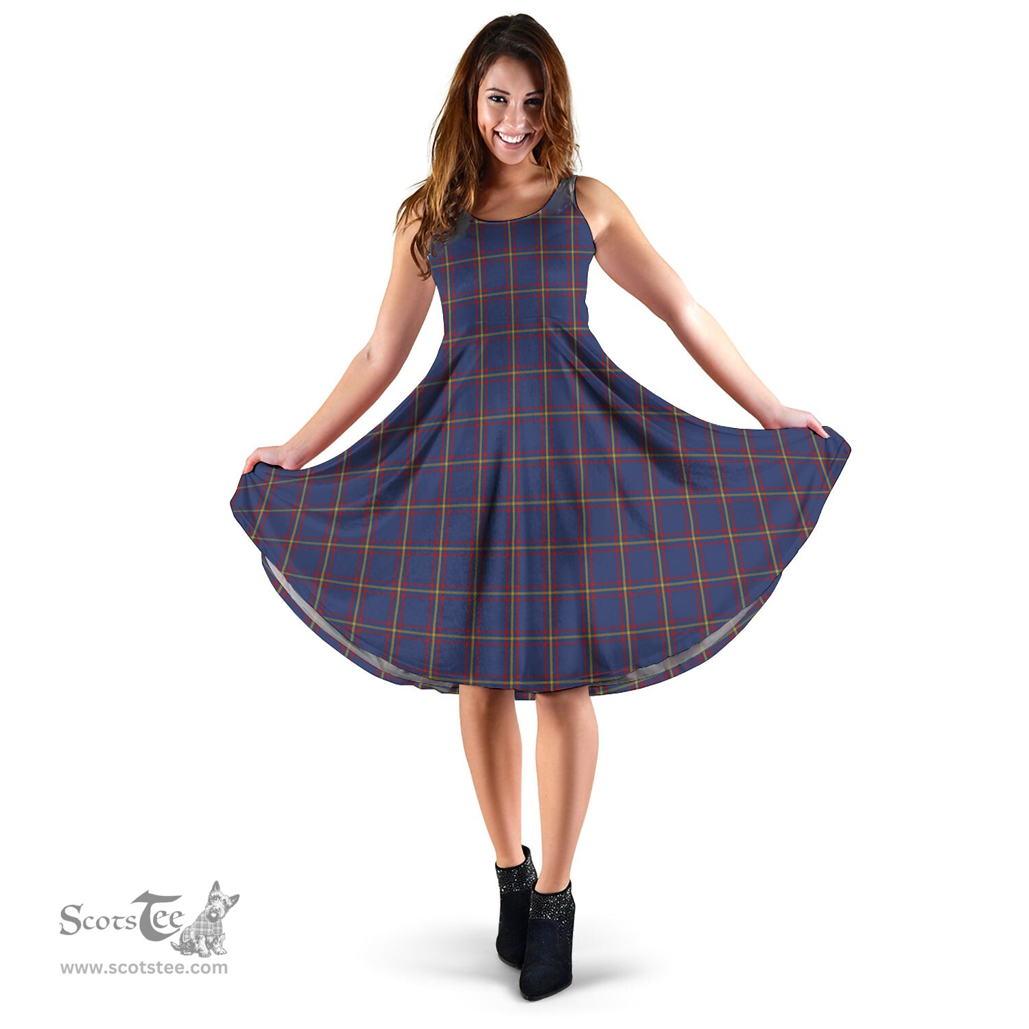 Scottish MacLaine of Lochbuie Tartan Sleeveless Midi Womens Dress - Tartan Midi Dress Scottish Plaid Tartan Plaid - ScotsTee - scotstee.com