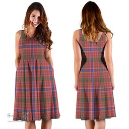 Scottish MacRae Ancient Tartan Sleeveless Midi Womens Dress - Tartan Midi Dress Scottish Plaid Tartan Plaid - ScotsTee - scotstee.com