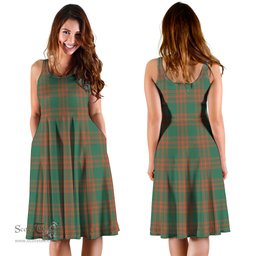 Scottish Menzies Green Ancient Tartan Sleeveless Midi Womens Dress - Tartan Midi Dress Scottish Plaid Tartan Plaid - ScotsTee - scotstee.com