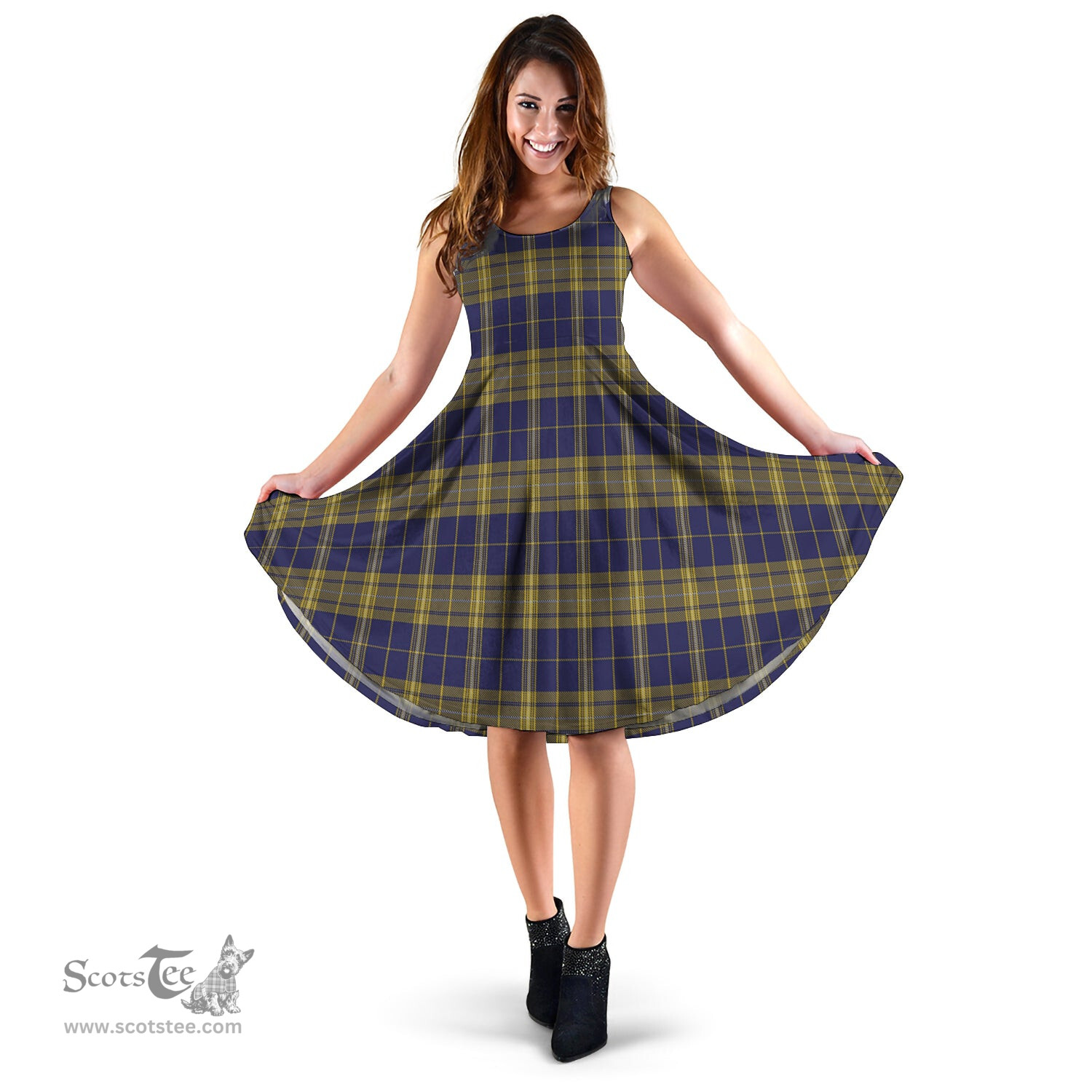 Scottish Morris of Wales Tartan Sleeveless Midi Womens Dress - Tartan Midi Dress Scottish Plaid Tartan Plaid - ScotsTee - scotstee.com