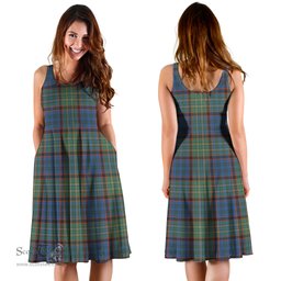 Scottish Nicolson Hunting Ancient Tartan Sleeveless Midi Womens Dress - Tartan Midi Dress Scottish Plaid Tartan Plaid - ScotsTee - scotstee.com