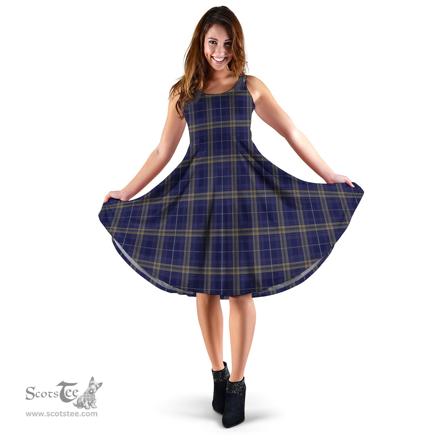 Scottish Rhys of Wales Tartan Sleeveless Midi Womens Dress - Tartan Midi Dress Scottish Plaid Tartan Plaid - ScotsTee - scotstee.com