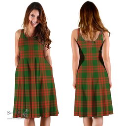 Scottish Menzies Green Modern Tartan Sleeveless Midi Womens Dress - Tartan Midi Dress Scottish Plaid Tartan Plaid - ScotsTee - scotstee.com
