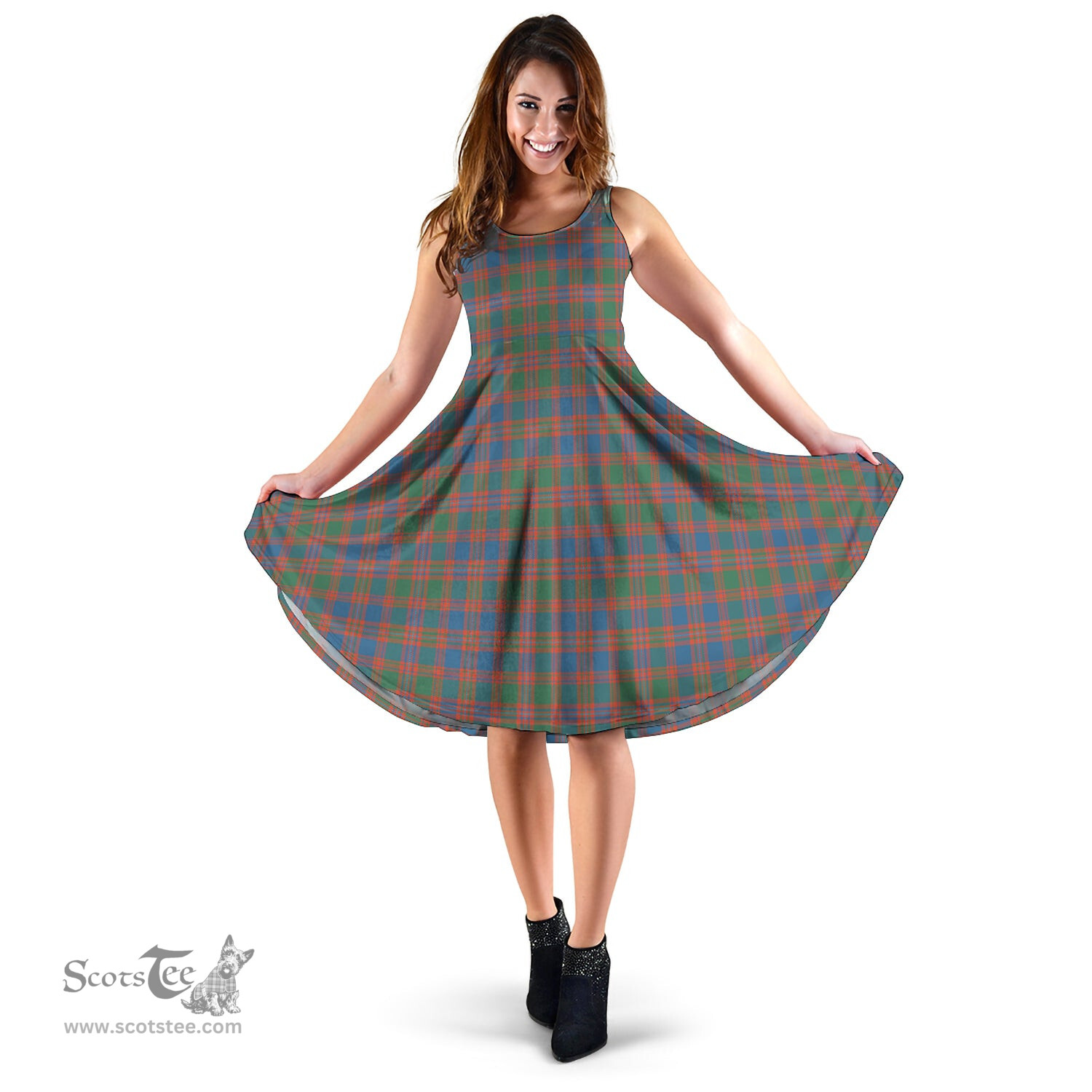 Scottish MacIntyre Ancient Tartan Sleeveless Midi Womens Dress - Tartan Midi Dress Scottish Plaid Tartan Plaid - ScotsTee - scotstee.com