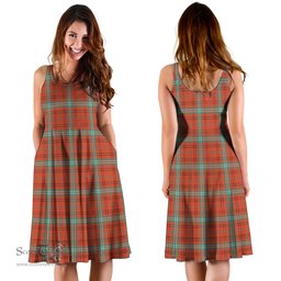 Scottish Morrison Red Ancient Tartan Sleeveless Midi Womens Dress - Tartan Midi Dress Scottish Plaid Tartan Plaid - ScotsTee - scotstee.com
