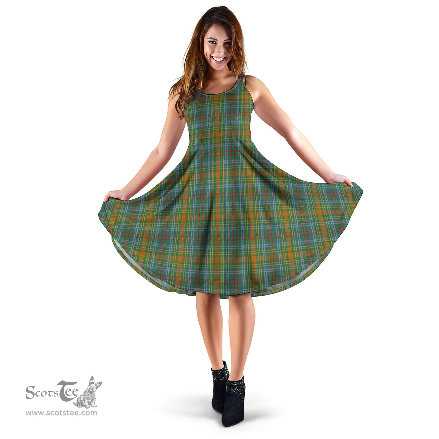 Scottish O'Brien Tartan Sleeveless Midi Womens Dress - Tartan Midi Dress Scottish Plaid Tartan Plaid - ScotsTee - scotstee.com