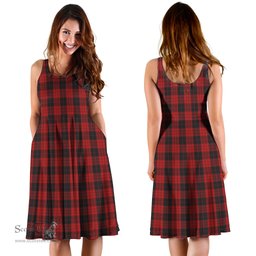 Scottish MacLeod Black and Red Tartan Sleeveless Midi Womens Dress - Tartan Midi Dress Scottish Plaid Tartan Plaid - ScotsTee - scotstee.com