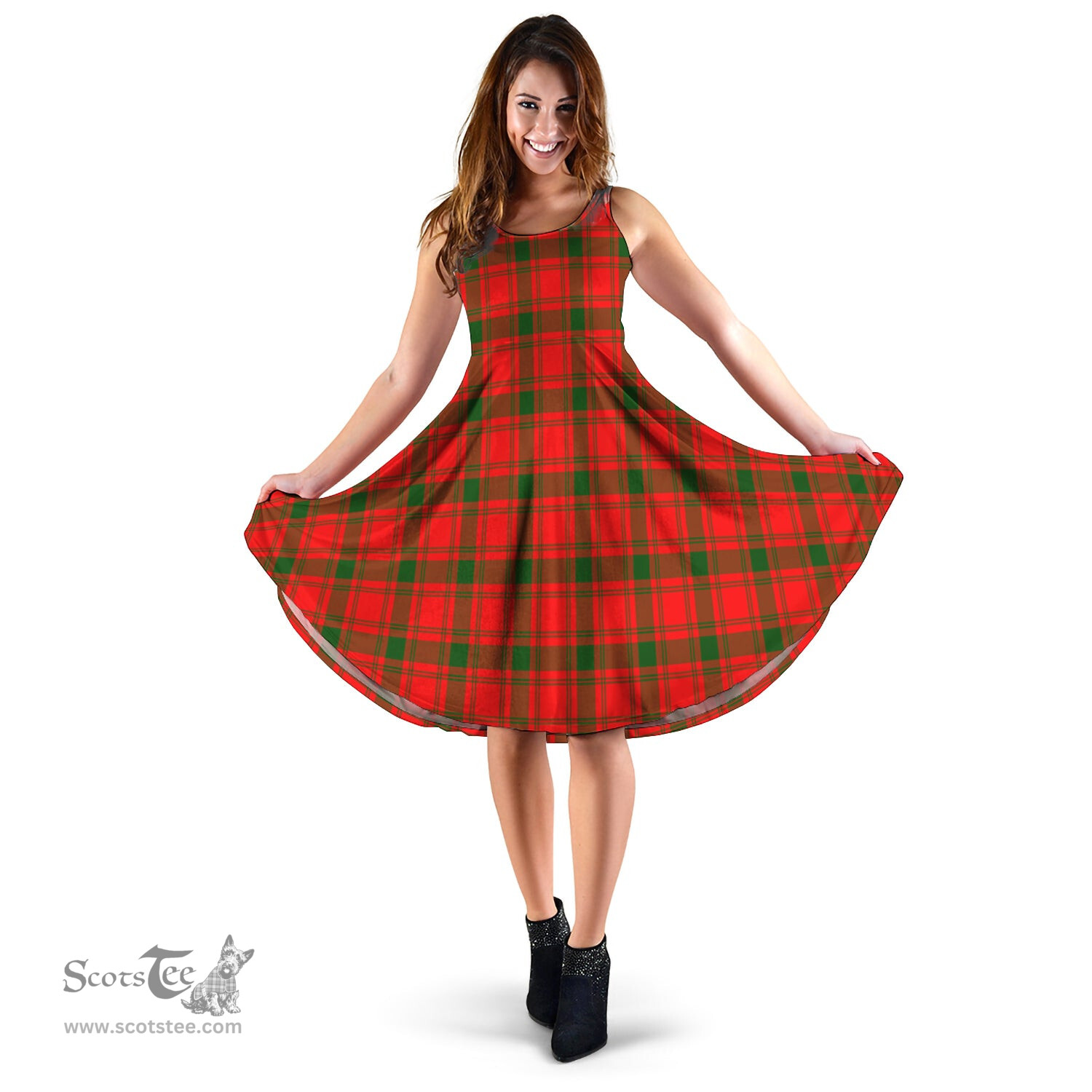 Scottish MacQuarrie Modern Tartan Sleeveless Midi Womens Dress - Tartan Midi Dress Scottish Plaid Tartan Plaid - ScotsTee - scotstee.com