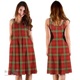 Scottish Morrison Red Modern Tartan Sleeveless Midi Womens Dress - Tartan Midi Dress Scottish Plaid Tartan Plaid - ScotsTee - scotstee.com