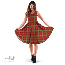 Scottish Morrison Red Modern Tartan Sleeveless Midi Womens Dress - Tartan Midi Dress Scottish Plaid Tartan Plaid - ScotsTee - scotstee.com