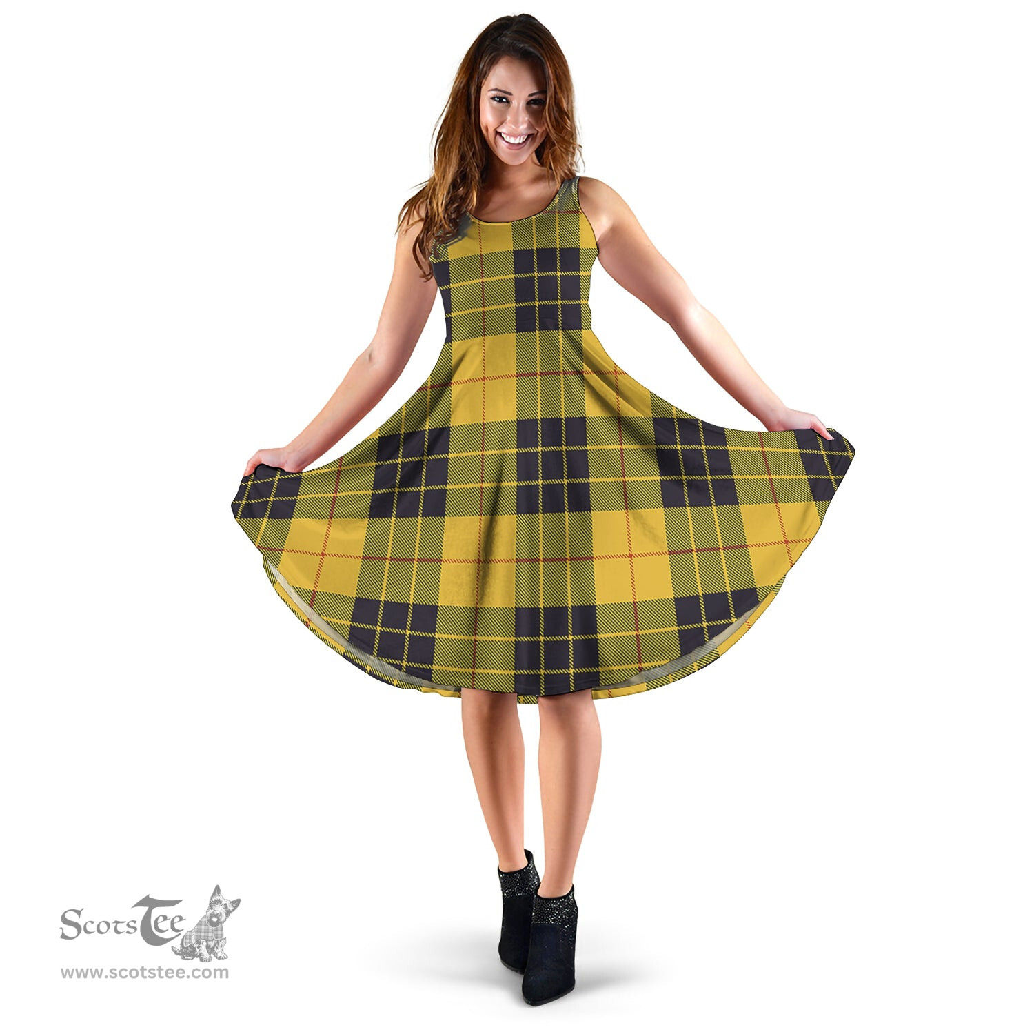 Scottish MacLeod of Lewis Ancient Tartan Sleeveless Midi Womens Dress - Tartan Midi Dress Scottish Plaid Tartan Plaid - ScotsTee - scotstee.com