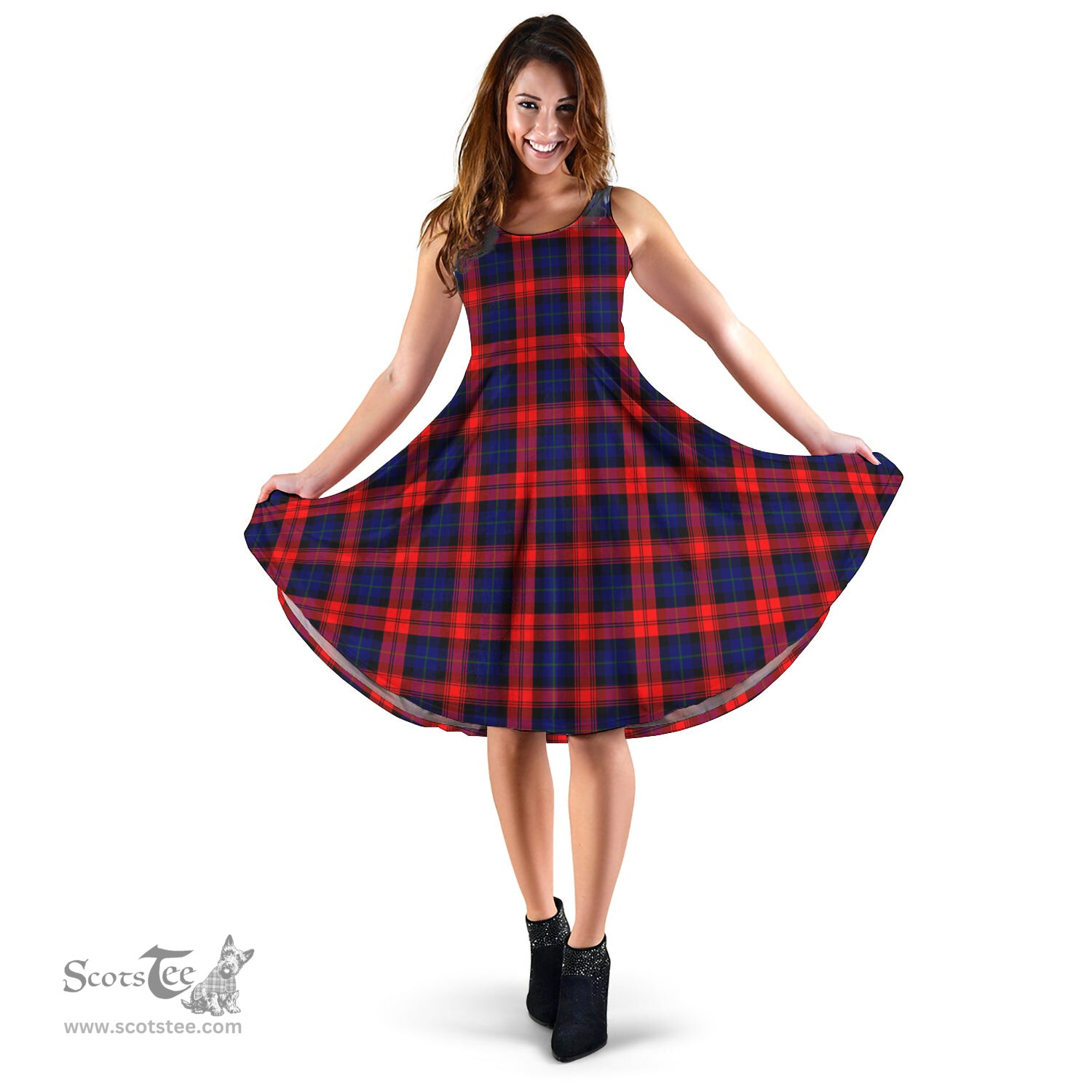 Scottish MacLachlan Modern Tartan Sleeveless Midi Womens Dress - Tartan Midi Dress Scottish Plaid Tartan Plaid - ScotsTee - scotstee.com