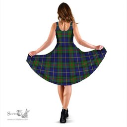Scottish MacLeod of Harris Modern Tartan Sleeveless Midi Womens Dress - Tartan Midi Dress Scottish Plaid Tartan Plaid - ScotsTee - scotstee.com