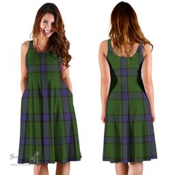 Scottish MacWilliam Hunting Tartan Sleeveless Midi Womens Dress - Tartan Midi Dress Scottish Plaid Tartan Plaid - ScotsTee - scotstee.com