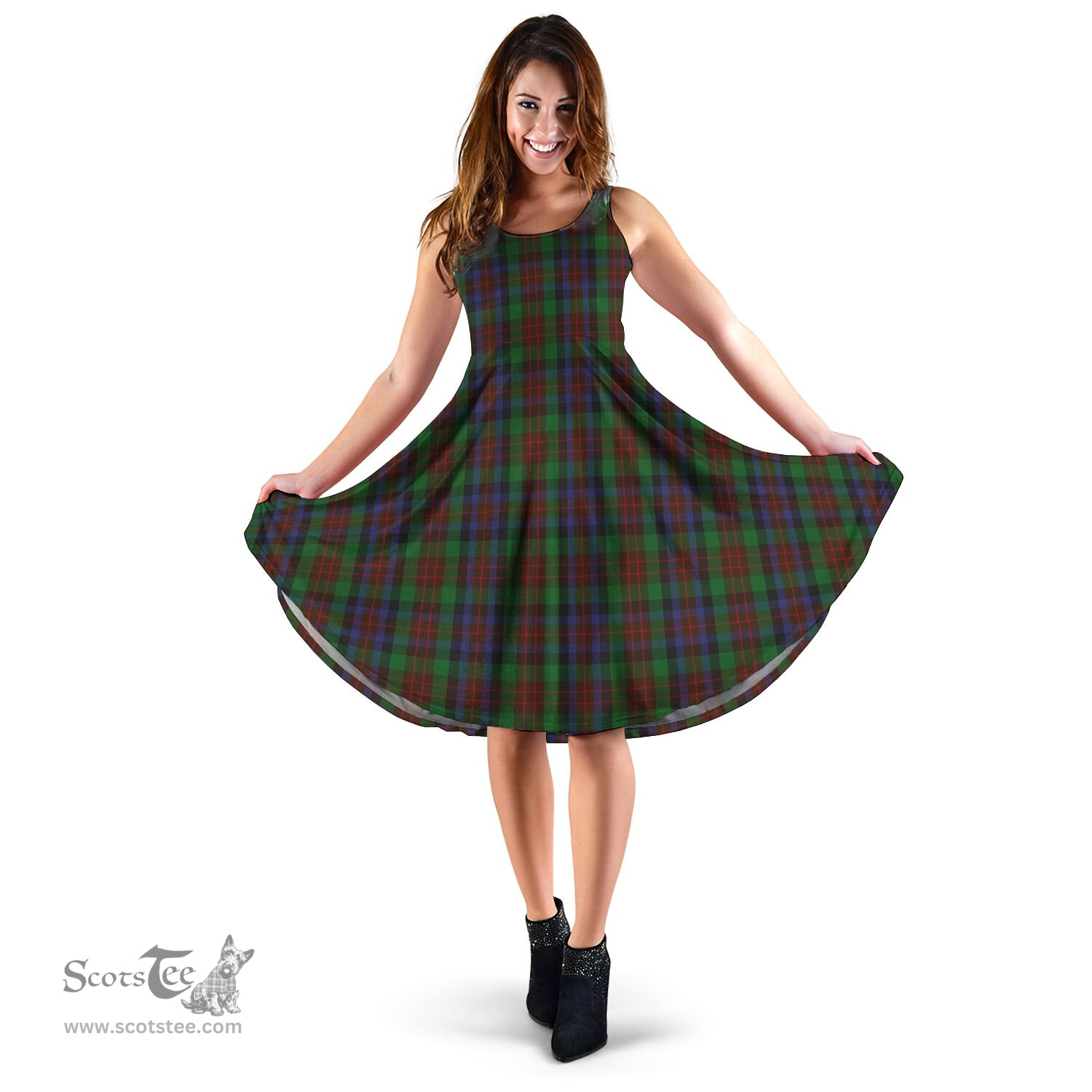 Scottish MacDuff Hunting Tartan Sleeveless Midi Womens Dress - Tartan Midi Dress Scottish Plaid Tartan Plaid - ScotsTee - scotstee.com