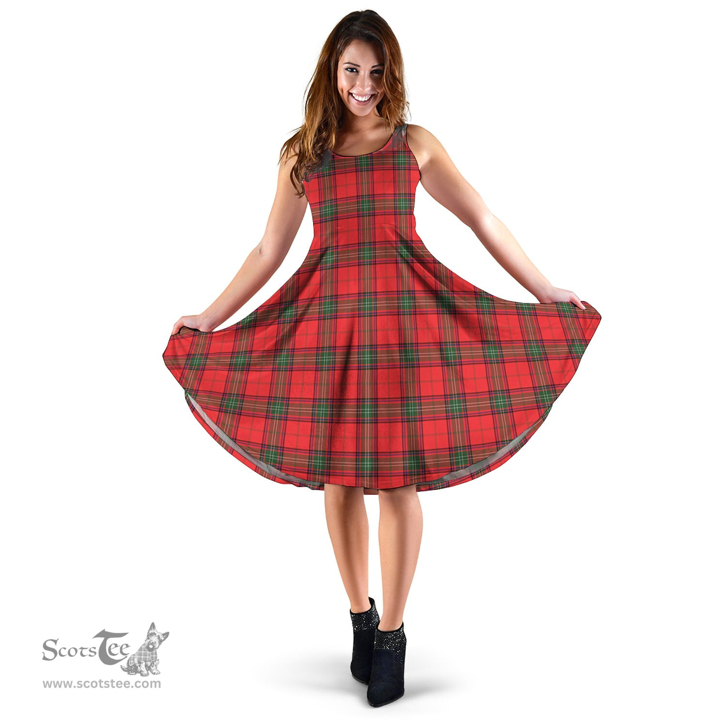 Scottish Seton Modern Tartan Sleeveless Midi Womens Dress - Tartan Midi Dress Scottish Plaid Tartan Plaid - ScotsTee - scotstee.com