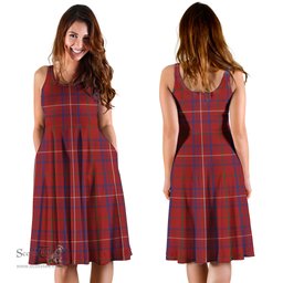Scottish Rose Tartan Sleeveless Midi Womens Dress - Tartan Midi Dress Scottish Plaid Tartan Plaid - ScotsTee - scotstee.com