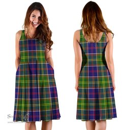 Scottish Whitefoord modern Tartan Sleeveless Midi Womens Dress - Tartan Midi Dress Scottish Plaid Tartan Plaid - ScotsTee - scotstee.com
