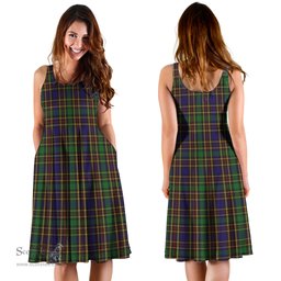 Scottish Vosko Tartan Sleeveless Midi Womens Dress - Tartan Midi Dress Scottish Plaid Tartan Plaid - ScotsTee - scotstee.com