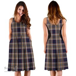 Scottish Stewart Navy Tartan Sleeveless Midi Womens Dress - Tartan Midi Dress Scottish Plaid Tartan Plaid - ScotsTee - scotstee.com