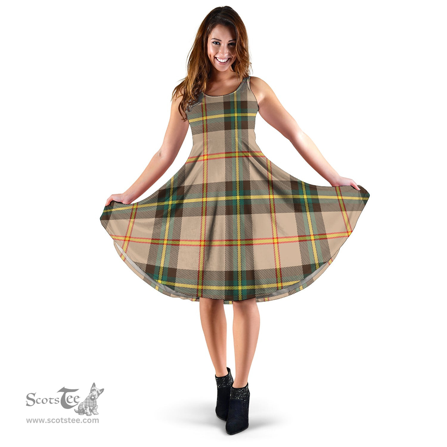 Scottish Saskatchewan Province Canada Tartan Sleeveless Midi Womens Dress - Tartan Midi Dress Scottish Plaid Tartan Plaid - ScotsTee - scotstee.com