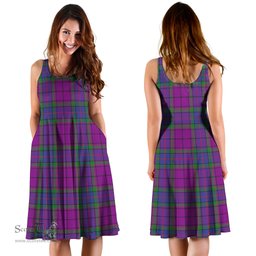 Scottish Wardlaw Modern Tartan Sleeveless Midi Womens Dress - Tartan Midi Dress Scottish Plaid Tartan Plaid - ScotsTee - scotstee.com