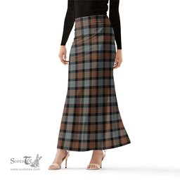 Scottish Gunn Weathered Tartan Womens Full Length Skirt - Tartan Skirt Knee Length Scottish Plaid Tartan Plaid - ScotsTee - scotstee.com