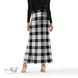 Scottish MacFarlane Black White Tartan Womens Full Length Skirt - Tartan Skirt Knee Length Scottish Plaid Tartan Plaid - ScotsTee - scotstee.com