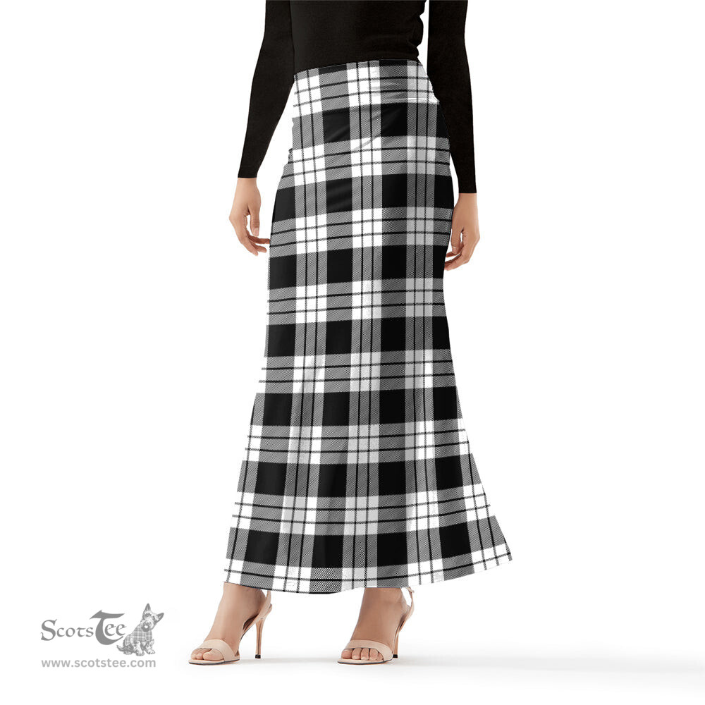 Scottish MacFarlane Black White Tartan Womens Full Length Skirt - Tartan Skirt Knee Length Scottish Plaid Tartan Plaid - ScotsTee - scotstee.com