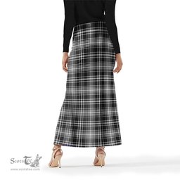 Scottish MacLean Black and White Tartan Womens Full Length Skirt - Tartan Skirt Knee Length Scottish Plaid Tartan Plaid - ScotsTee - scotstee.com
