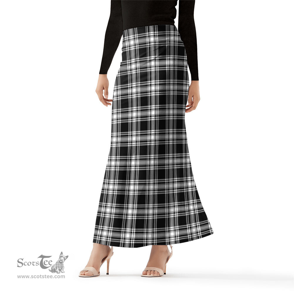 Scottish Menzies Black and White Tartan Womens Full Length Skirt - Tartan Skirt Knee Length Scottish Plaid Tartan Plaid - ScotsTee - scotstee.com